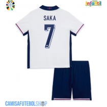 Camisa de time de futebol Inglaterra Bukayo Saka #7 Replicas 1º Equipamento Infantil Europeu 2024 Manga Curta (+ Calças curtas)